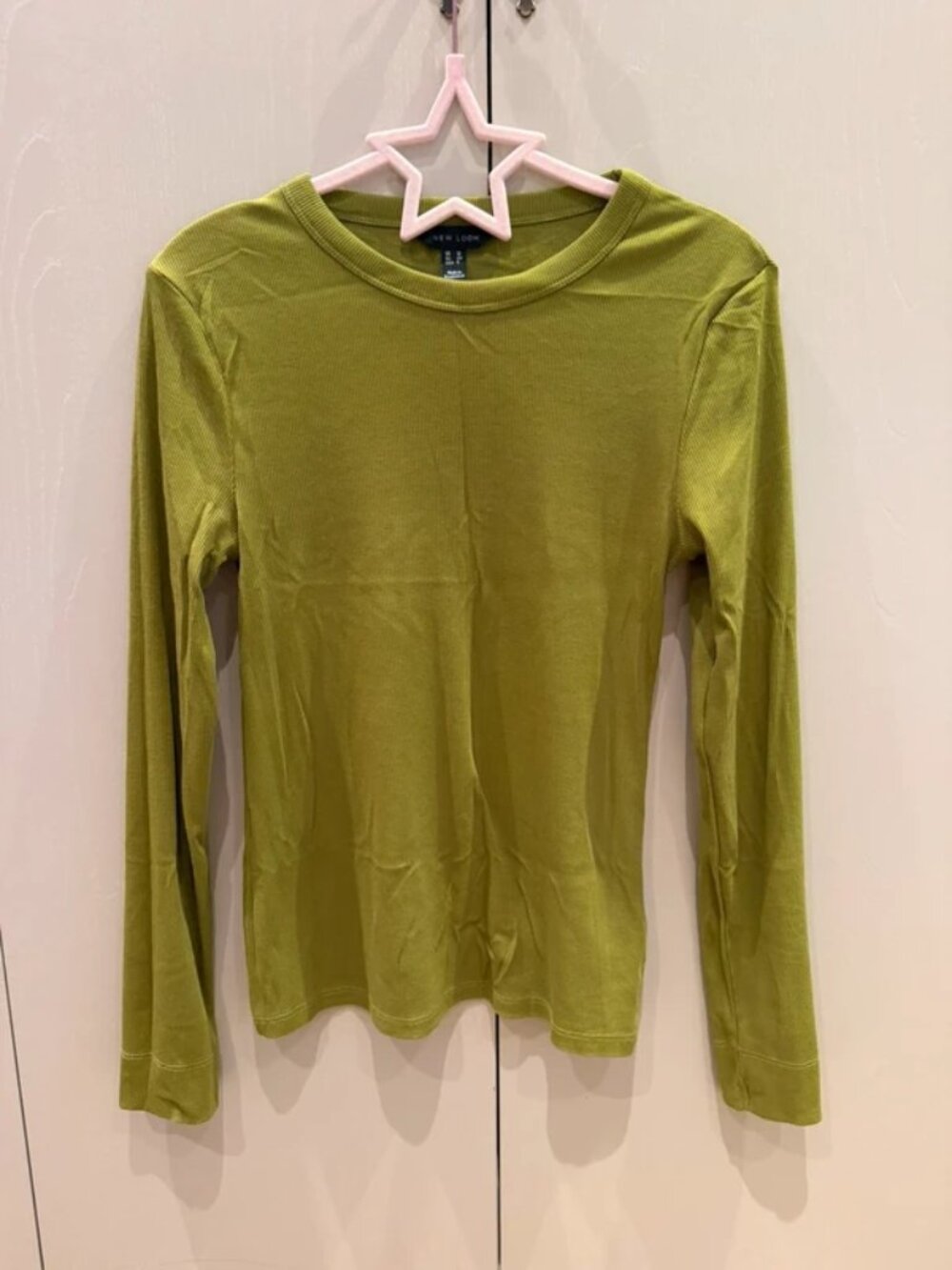 Green ribbed long sleeve top